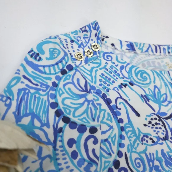 Lilly Pulitzer Blue and White Swirl Dress Sz Small - Picture 5 of 9